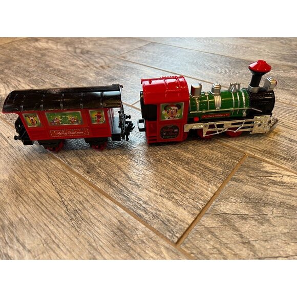 Disney Mickey Mouse Holiday Express Motorized‎ Train Set Railroad Engine Lights